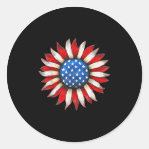 Adesivo Redondo Sunflower American Bandeira 4 de julho Women Men M