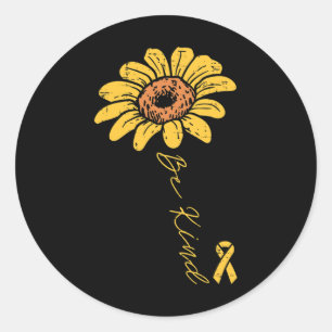 Adesivo Redondo Sunflower Be Kind Chilhood Cancer Awarenes