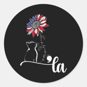 Adesivo Redondo Sunflower Cat Comma La Kamala Harris Para Presiden