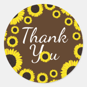 Adesivo Redondo Sunflower Country Graduation Thank You Brown
