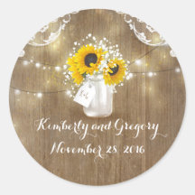 Sunflower e Baby Breath Rustic Mason Jar