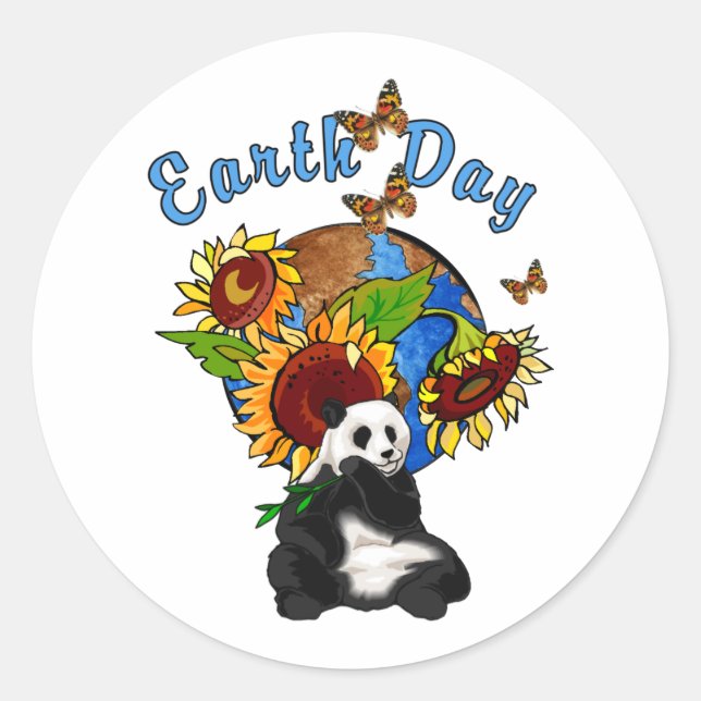 Adesivo Redondo Sunflower e Panda Earth (Frente)
