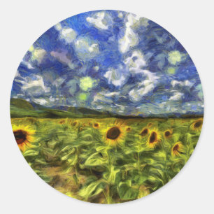 Adesivo Redondo Sunflower Field Van Gogh
