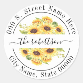 Adesivo Redondo Sunflower florer country chic return address