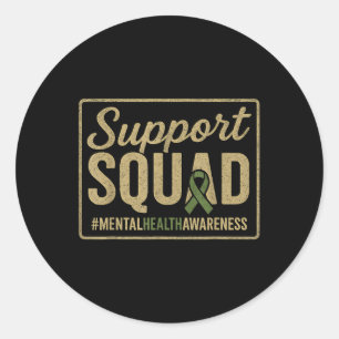 Adesivo Redondo Sunflower Hair Tea Support Squad Mental Health Awa