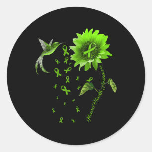 Adesivo Redondo Sunflower Humingbird Green Ribbon Health A