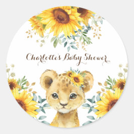 Adesivo Redondo Sunflower Lion Cub Summer Chá de fraldas