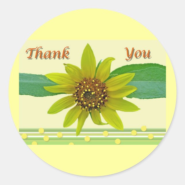 Adesivo Redondo Sunflower Obrigado Sticker (Frente)