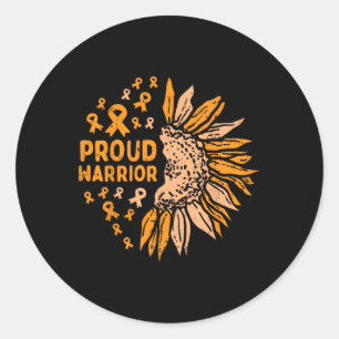 Adesivo Redondo Sunflower Orange Ribbon Proud Guerreiro Leucemia A