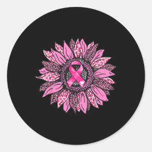 Adesivo Redondo Sunflower Pink Mama Sensibilização do Cancer Mulhe