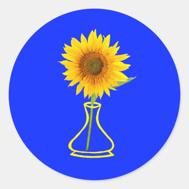 Adesivo Redondo Sunflower Power Sunflower e Vase (Frente)