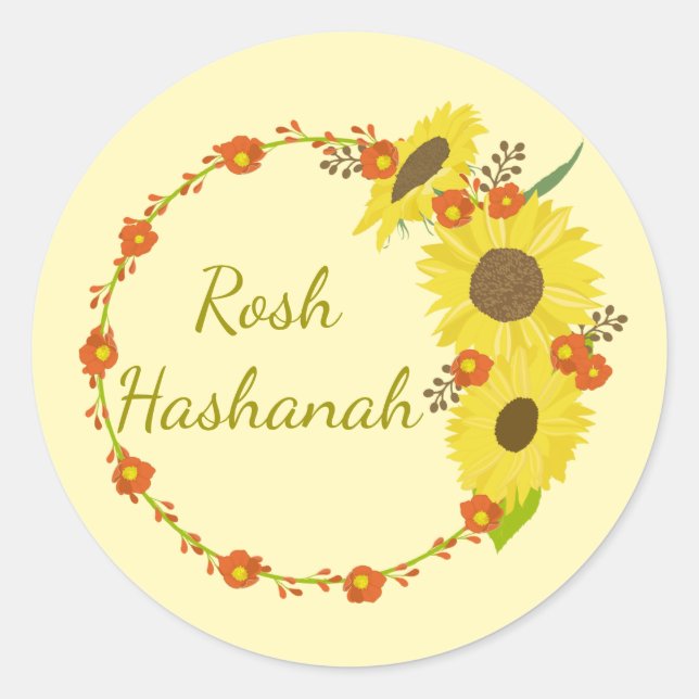 Adesivo Redondo Sunflower Rosh Hashanah (Frente)