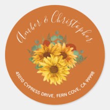Sunflower Rust Rosas Endereço Casal Envelope Seal