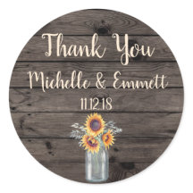 Sunflower Rustic Sticker Obrigado A Favor Obrigado