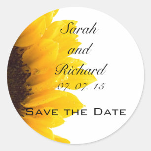 Adesivo Redondo Sunflower Save the Date Stickers