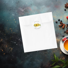 Adesivo Redondo Sunflower Watercolor Pink Floral Baby Shower