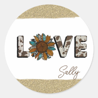 Adesivo Redondo Sunflower Western Love Boho Summer