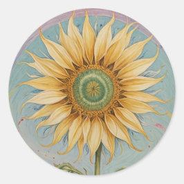 Adesivo Redondo Sunflower Whimsy