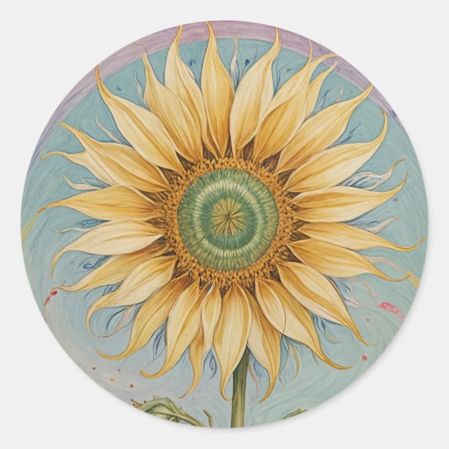 Adesivo Redondo Sunflower Whimsy (Frente)