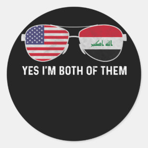 Adesivo Redondo Sunglass Design Iraqi American Flag Patriotic