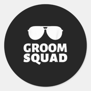 Adesivo Redondo Sungles Groom Squad Engraçado Solteiro De Tripulaç
