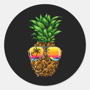 Adesivo Redondo Sungles Pineapple Aloha Hawaii Luau Havaiian Vacat