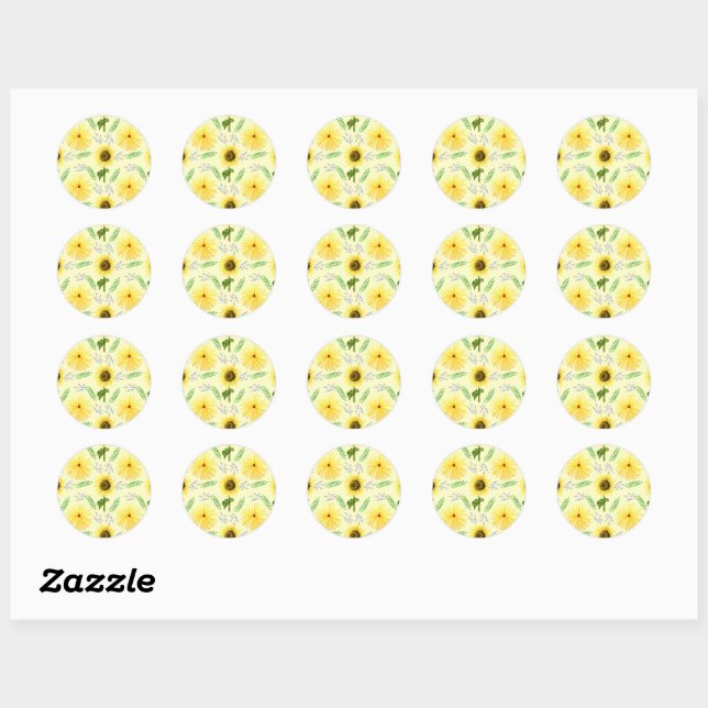 Adesivo Redondo Sunny Floral Pattern Napkins (Folha)