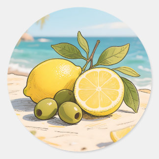 Adesivo Redondo Sunny Lemon Olive Beachside Fresh