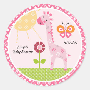 Adesivo Redondo Sunny Safari Giraffe Stickers/Toppers de Cupcake