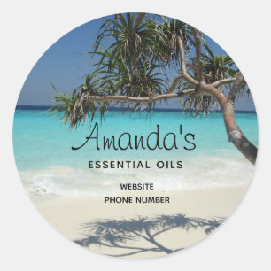 Adesivo Redondo Sunny Tropical Beach Ocean Paradise Business
