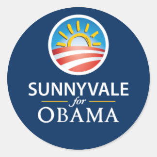 Adesivo Redondo Sunnyvale para Obama Round Sticker - Azul
