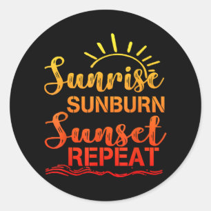 Adesivo Redondo Sunrise Sunset Repetir Retro Verão