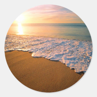Adesivo Redondo Sunset Beach Weding Party Favor Sticker