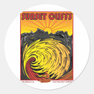 ADESIVO REDONDO SUNSET CLIFFS SAN DIEGO CA.