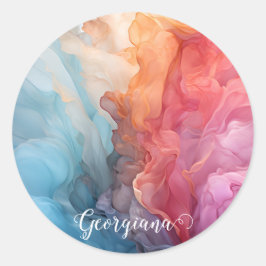 Adesivo Redondo Sunset Colorido Personalizado em Tinta de Álcool n