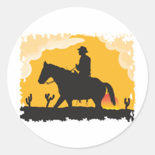 Adesivo Redondo Sunset Cowboy