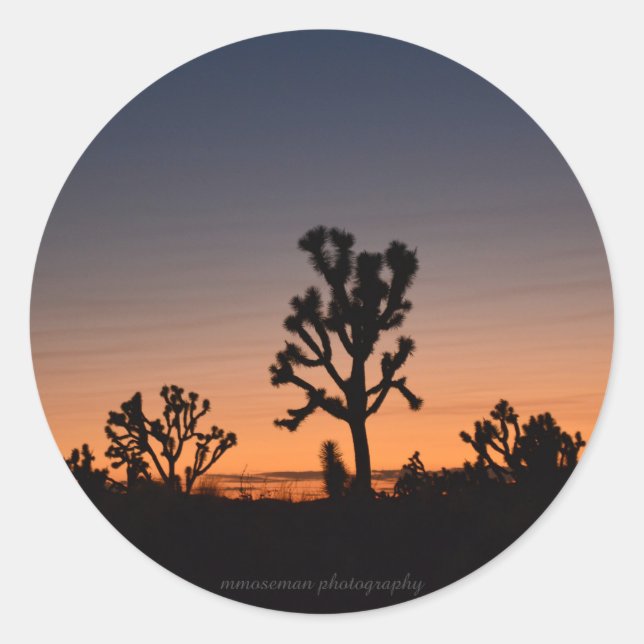 Adesivo Redondo Sunset Joshua Trees (Frente)