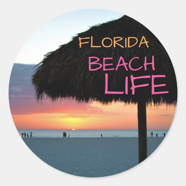 Adesivo Redondo Sunset na praia da Flórida Branca