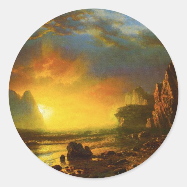 Adesivo Redondo Sunset nos Stickers da Costa da Califórnia (Frente)