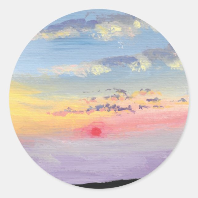 Adesivo Redondo Sunset Painting Stickers (Frente)