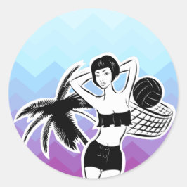 Adesivo Redondo Sunset Resort Chevron Impressão