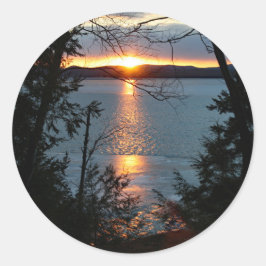Adesivo Redondo Sunset Sobre Stickers Do Lago Forest