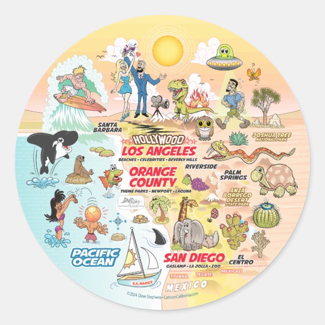 Adesivo Redondo Sunset SoCal (Frente)