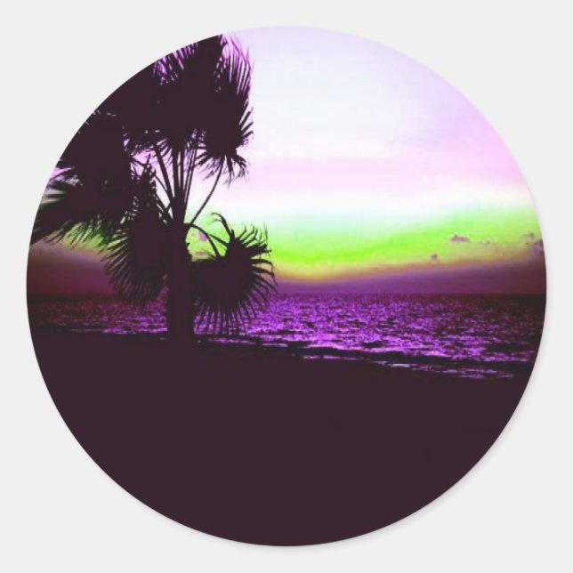 Adesivo Redondo Sunset tropical (Frente)