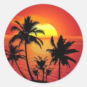 Adesivo Redondo Sunset tropical