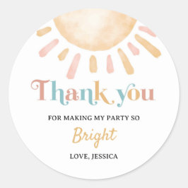 Adesivo Redondo Sunshine Boho Sun Festa de aniversário