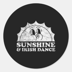 Adesivo Redondo Sunshine E Irish Dance Retro Vintage Sun Irish D