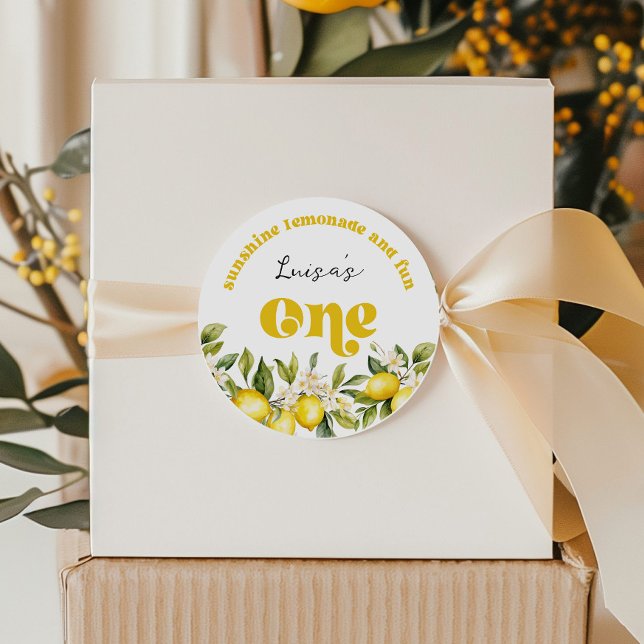 Adesivo Redondo Sunshine Lemonade primeiro aniversario (Criador carregado)