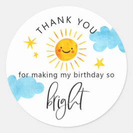 Adesivo Redondo Sunshine Tão Bright Partido Aniversário de criança