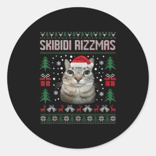 Adesivo Redondo Suor Feio Gato Olhando Bobo Divertido Skibidi Rizz